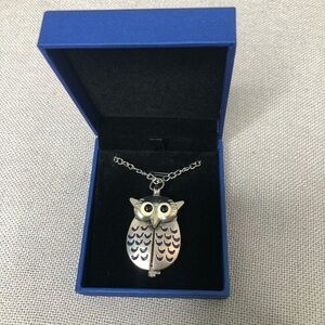 Super cute Silver owl watch necklace